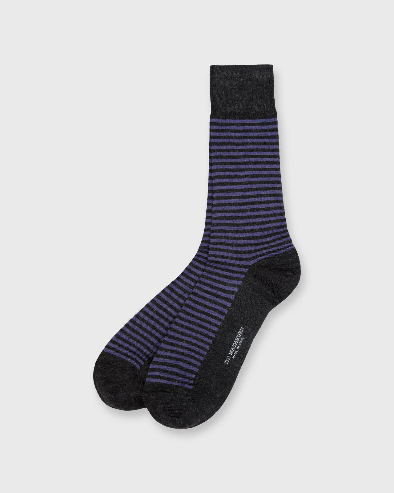 Striped Trouser Dress Socks Dark Heather Grey/Violet Extra Fine Merino