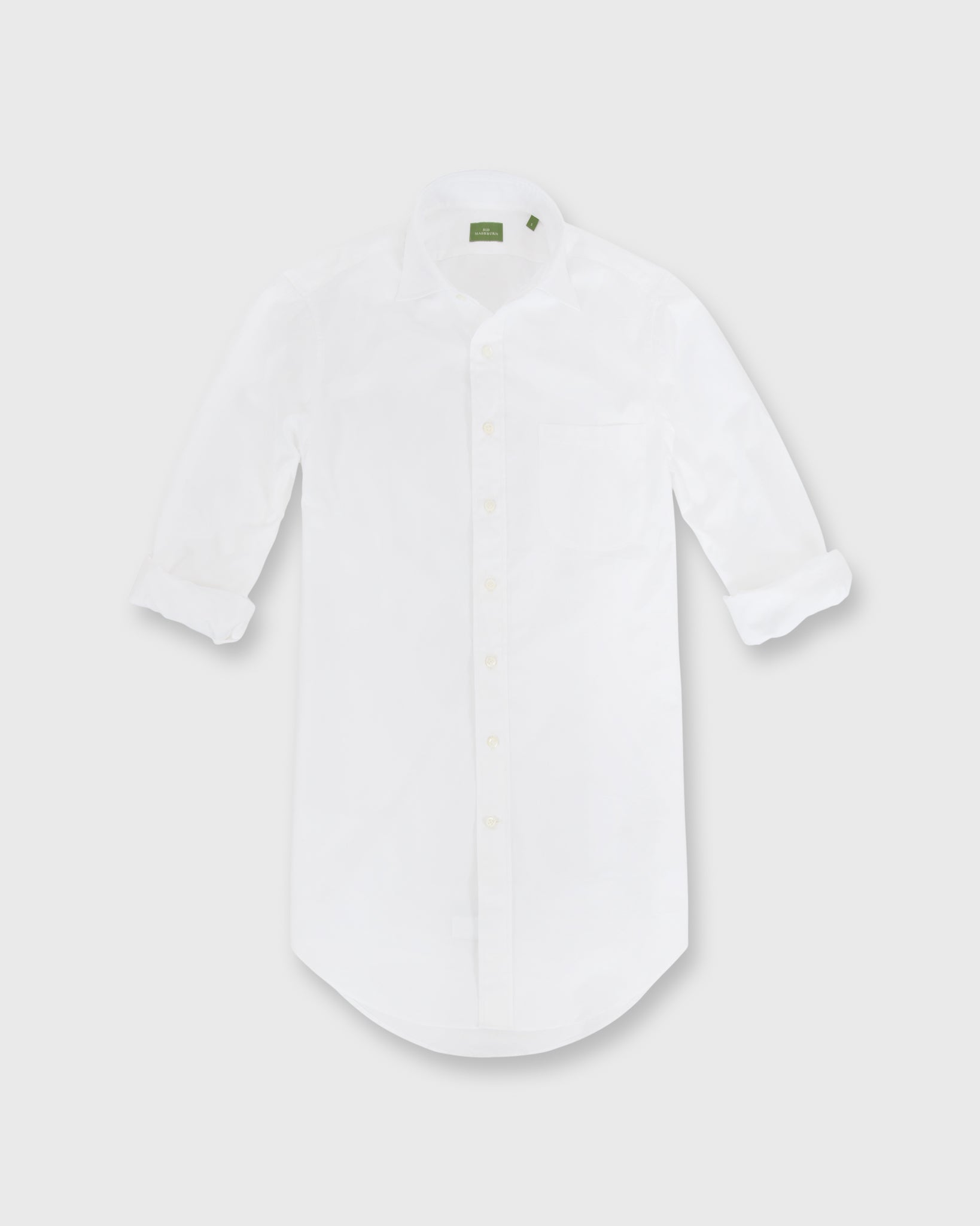Spread Collar Sport Shirt White Poplin