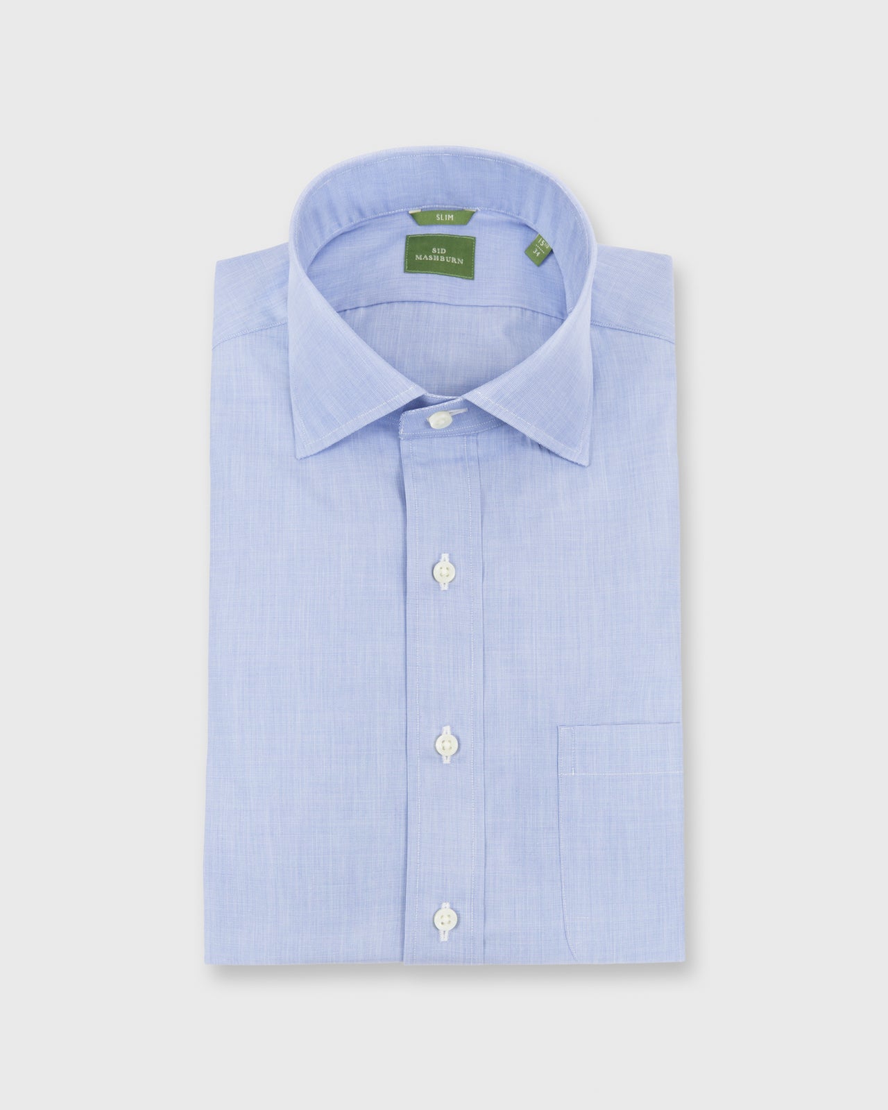 Slim Fit Spread Collar Dress Shirt Blue End-On-End