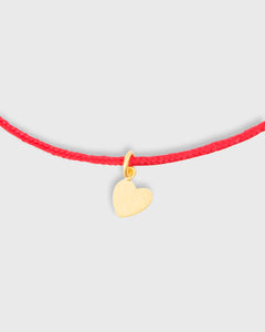 Small Heart Charm Bracelet in Gold/Assorted Color Cord