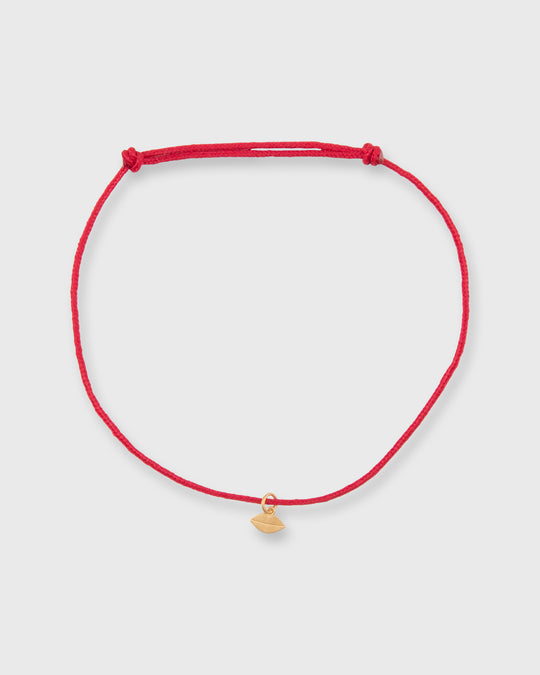 Small Kiss Charm Bracelet in Gold/Assorted Color Cord