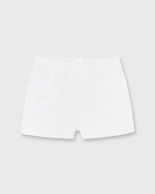 Button-Front Boxer Short White Poplin
