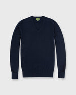 Load image into Gallery viewer, Classic V-Neck Sweater Dark Navy Cashmere
