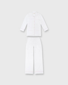 Pajama Set White Poplin/Pink Trim