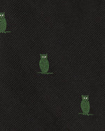 Load image into Gallery viewer, Silk Woven Club Tie Black/Green Owl
