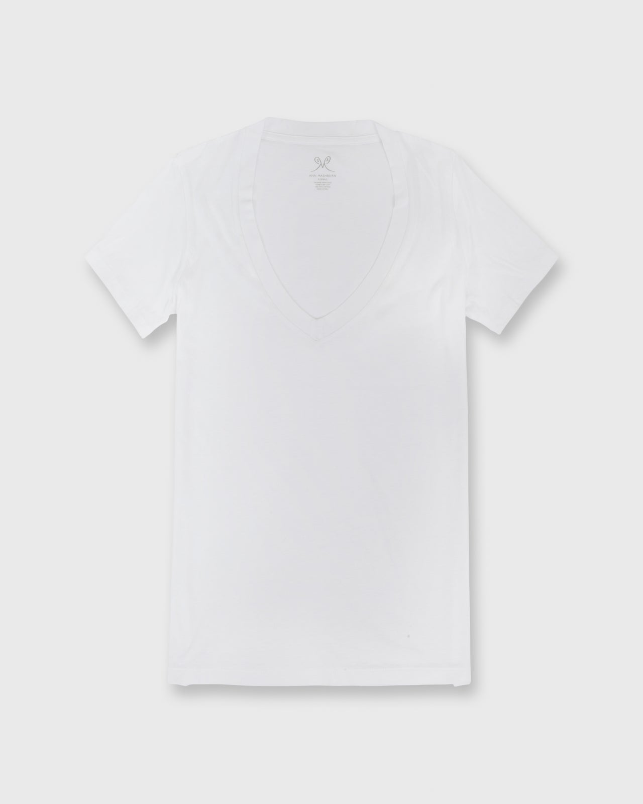 Short-Sleeved Deep-V Tee White Pima Cotton