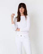 Load image into Gallery viewer, Long-Sleeved Boatneck Tee in White Pima Cotton
