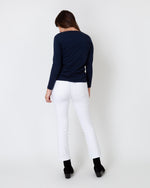 Load image into Gallery viewer, Long-Sleeved Boatneck Tee in Navy Pima Cotton
