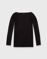 Load image into Gallery viewer, Long-Sleeved Boatneck Tee Black Pima Cotton
