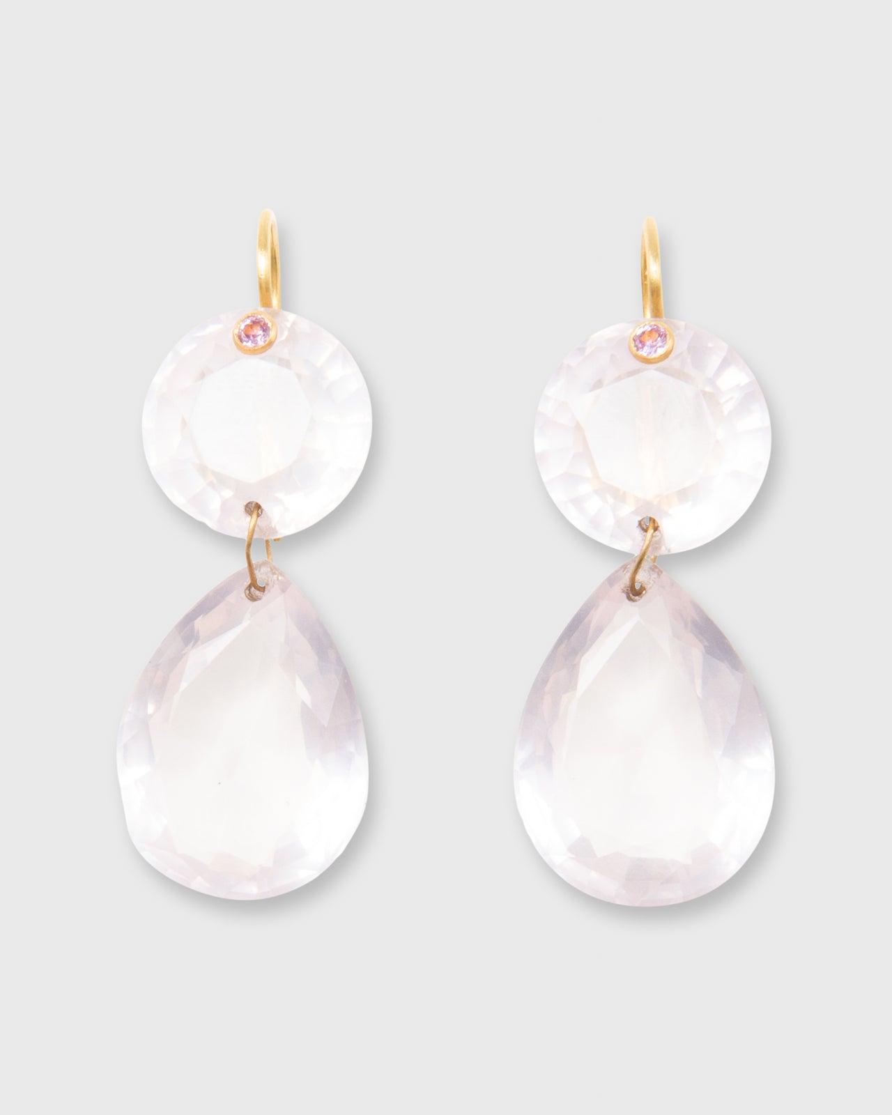 Gem Girandole Earrings Rose Quartz