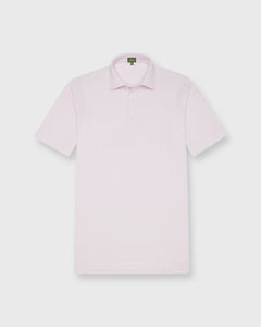 Short-Sleeved Polo in Pale Pink Pima Pique