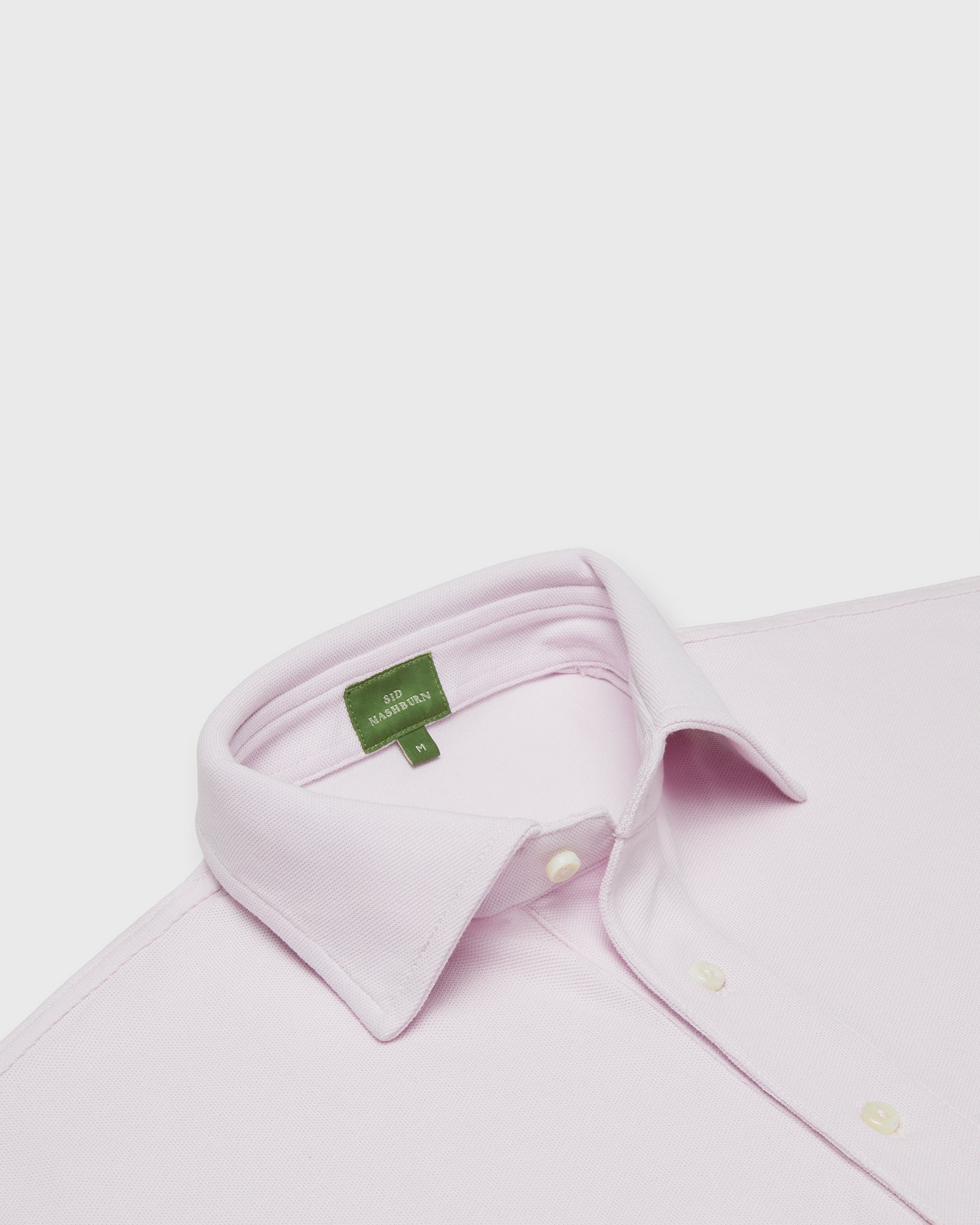 Short-Sleeved Polo in Pale Pink Pima Pique