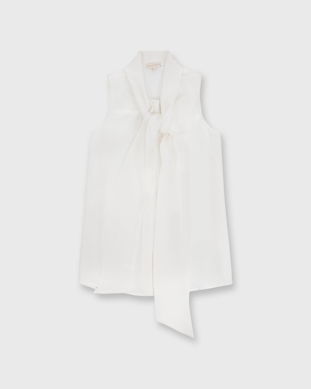 Sleeveless Tie-Neck Blouse Ivory Silk