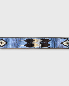 1.25" African Beaded Belt in Sky/Dark Brown/White Feather