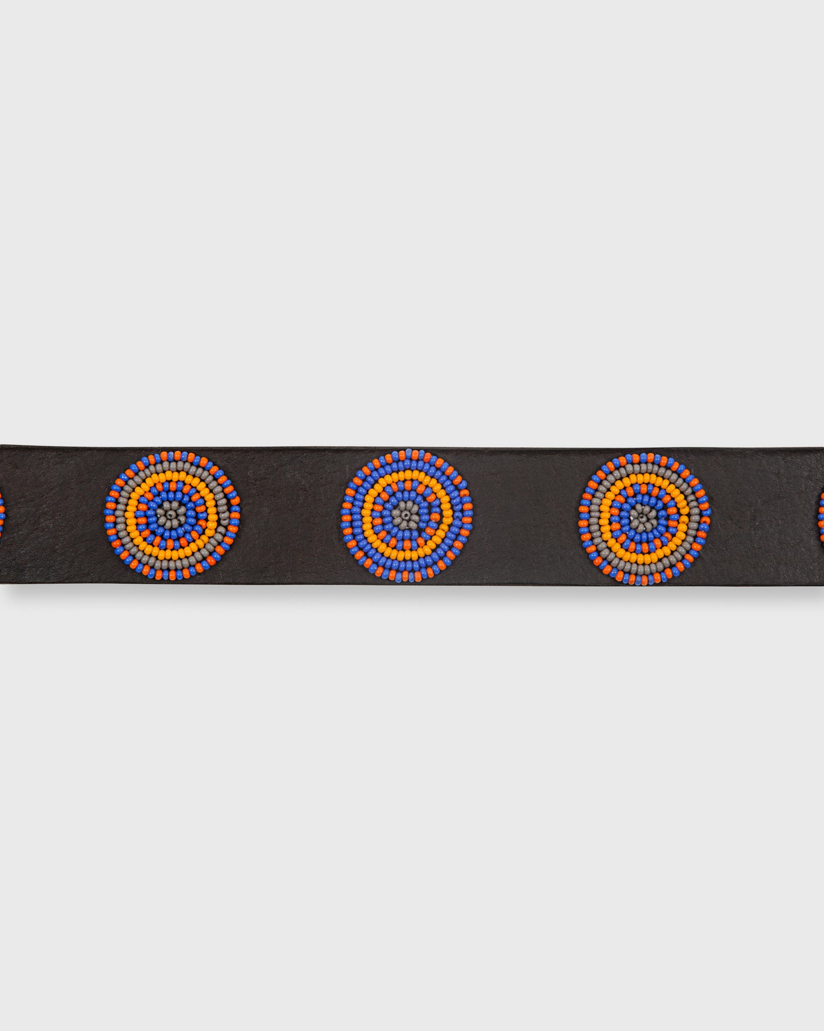 1.25" African Beaded Belt Blue/Orange Disc