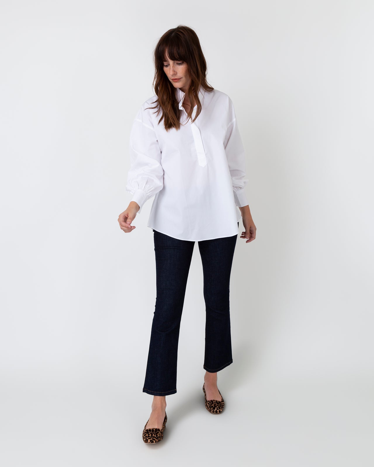 Anaya Popover Shirt in White Poplin
