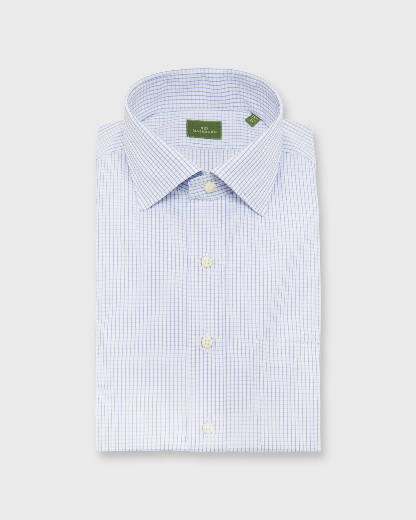 graph check dress shirt Spread Collar Dress Shirt in Dutch Blue Graph Check Poplin