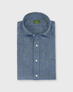 Load image into Gallery viewer, Spread Collar Sport Shirt Blue Cotolino Chambray
