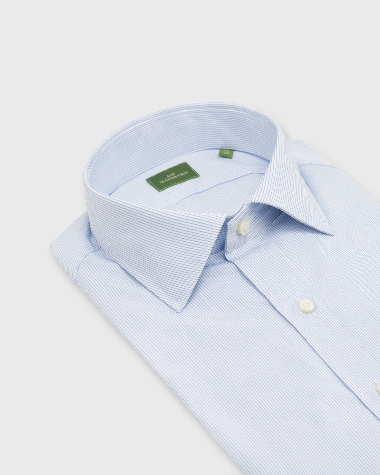 Spread Collar Dress Shirt Sky Pencil Stripe Poplin