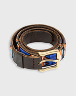 Load image into Gallery viewer, 1.25&quot; African Beaded Belt in Blue/Multi Ayo Design
