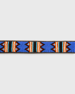 1.25" African Beaded Belt in Blue/Multi Ayo Design