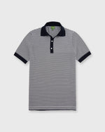 Load image into Gallery viewer, Rally Polo Sweater in Navy/Chalk Stripe Cotton
