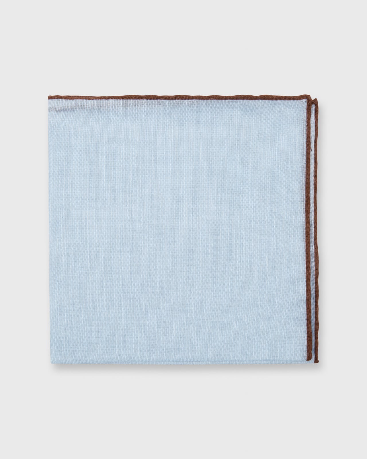 Hand-Rolled Pocket Square Sky Cotolino/Brown Edge