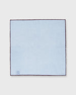 Load image into Gallery viewer, Hand-Rolled Pocket Square Sky Cotolino/Brown Edge
