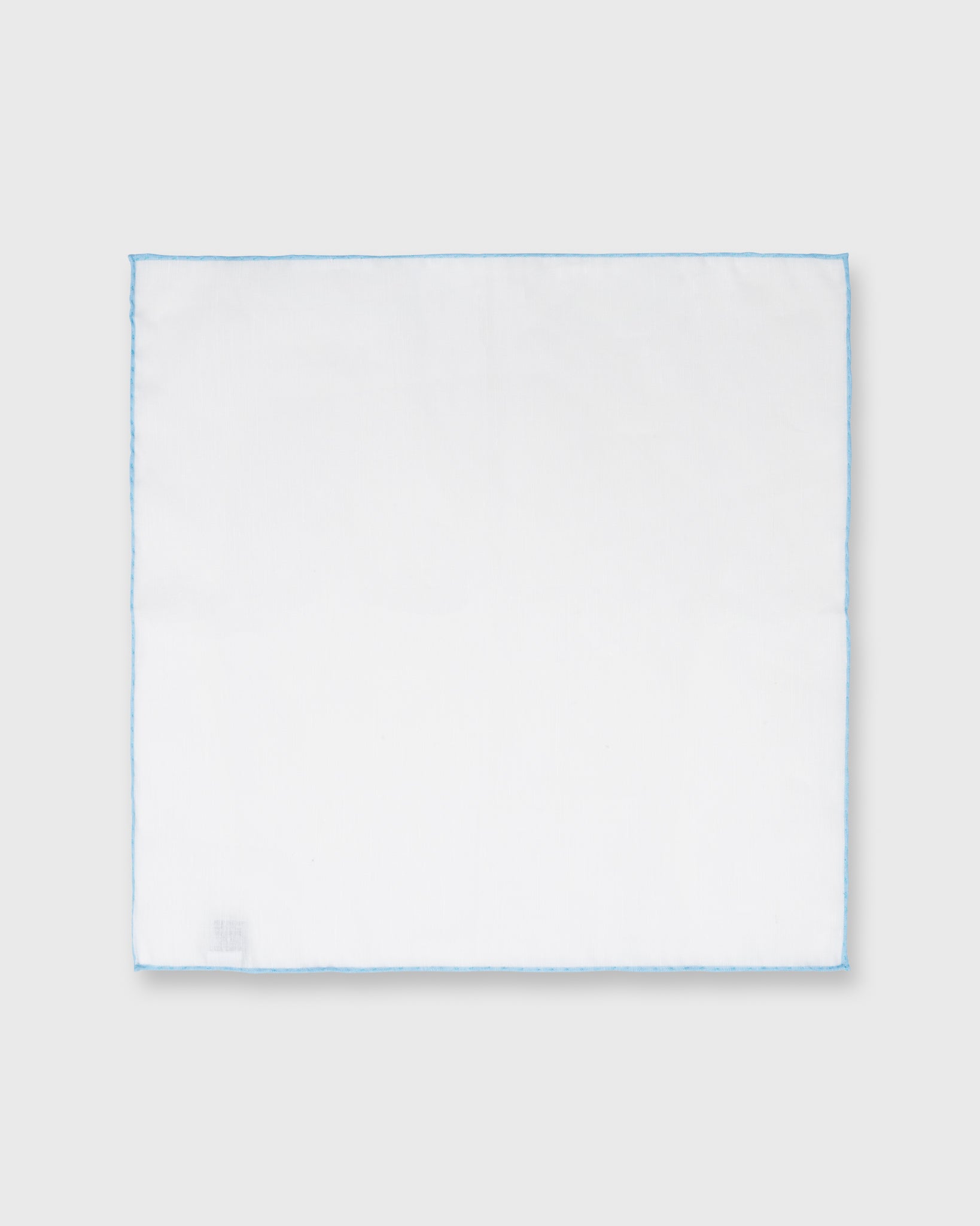 Hand-Rolled Pocket Square White Cotolino/Sky Edge