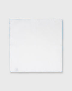 Hand-Rolled Pocket Square White Cotolino/Sky Edge