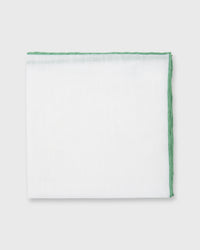 Hand-Rolled Pocket Square White Cotolino/Light Green Edge