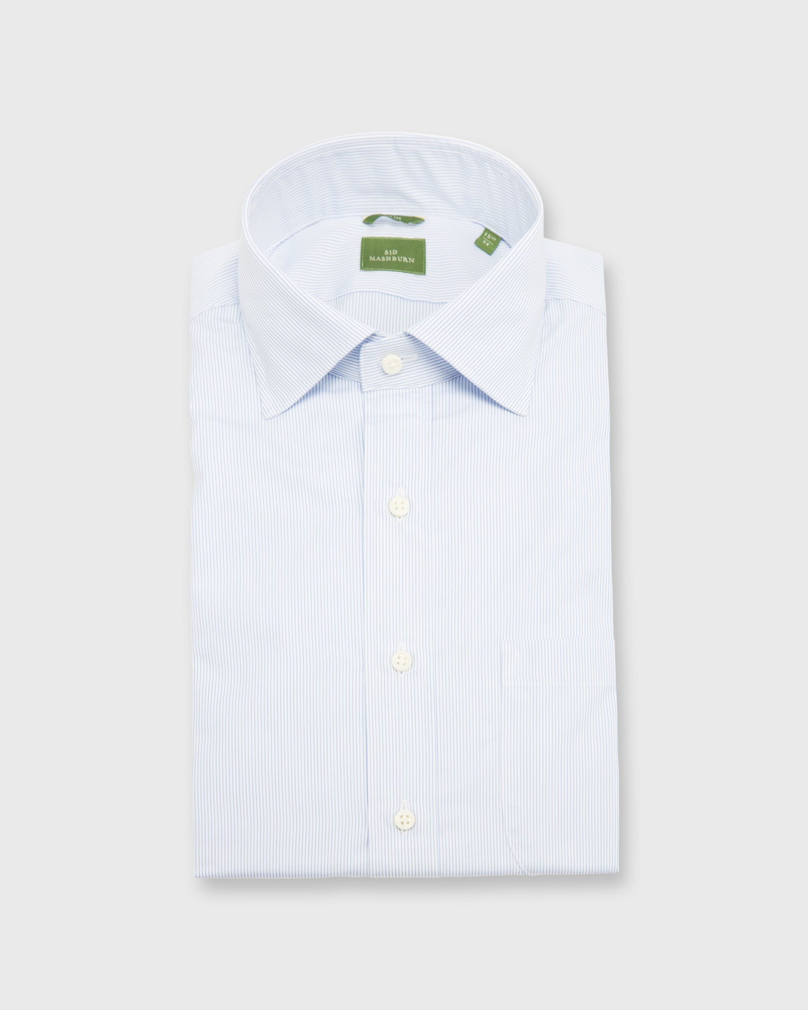 Slim-Fit Spread Collar Dress Shirt in Sky Pencil Stripe Poplin - 17 / 34 by Sid Mashburn Slim-Fit Spread Collar Dress Shirt in Sky Pencil Stripe Poplin - 17 / 34 by Sid Mashburn