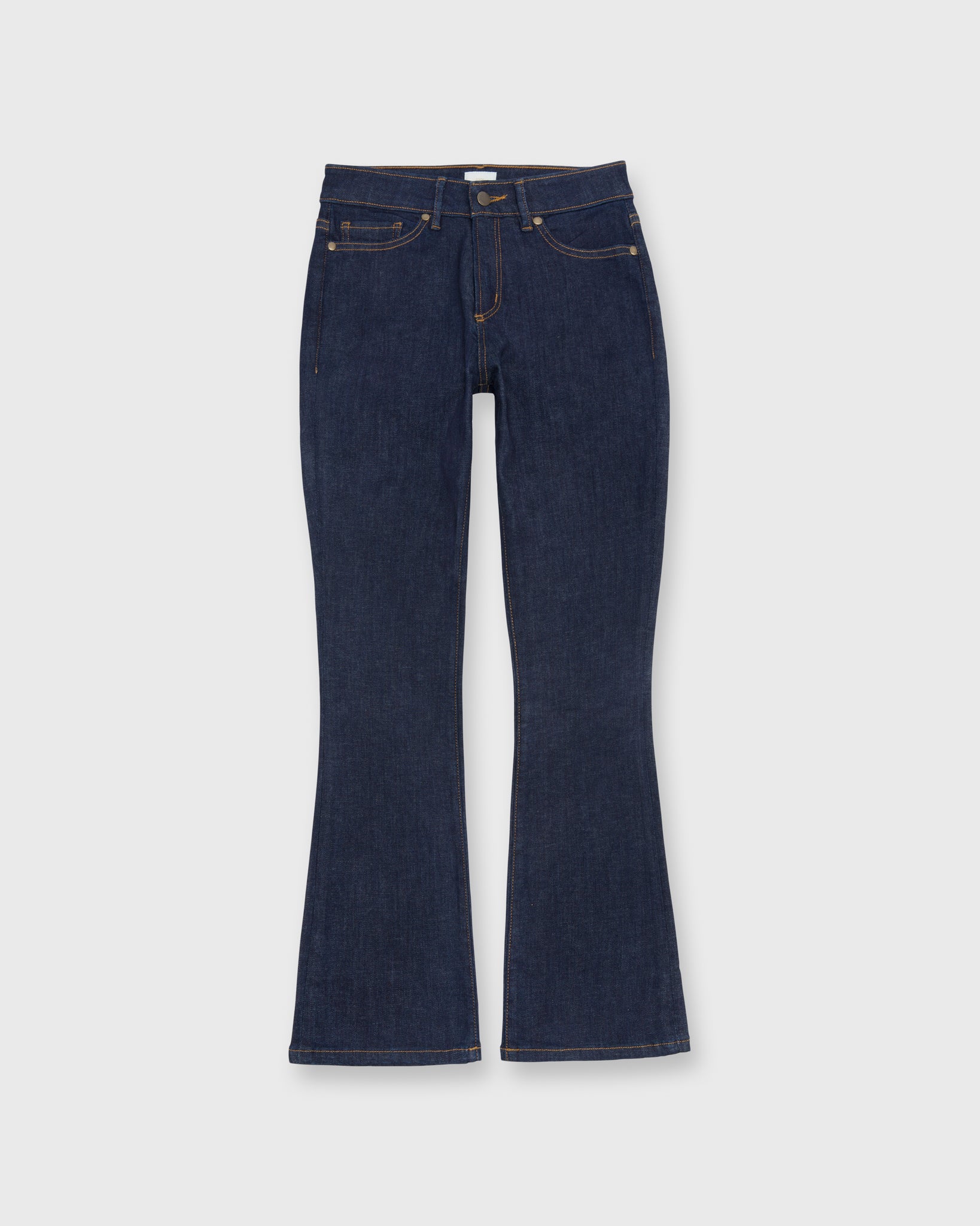 Flare Cropped 5-Pocket Jean in Indigo Stretch Denim