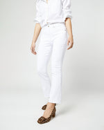 Load image into Gallery viewer, Flare Cropped 5-Pocket Jean in White Stretch Denim

