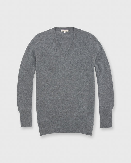 Cydney Boyfriend V-Neck Sweater Heather Grey Cashmere