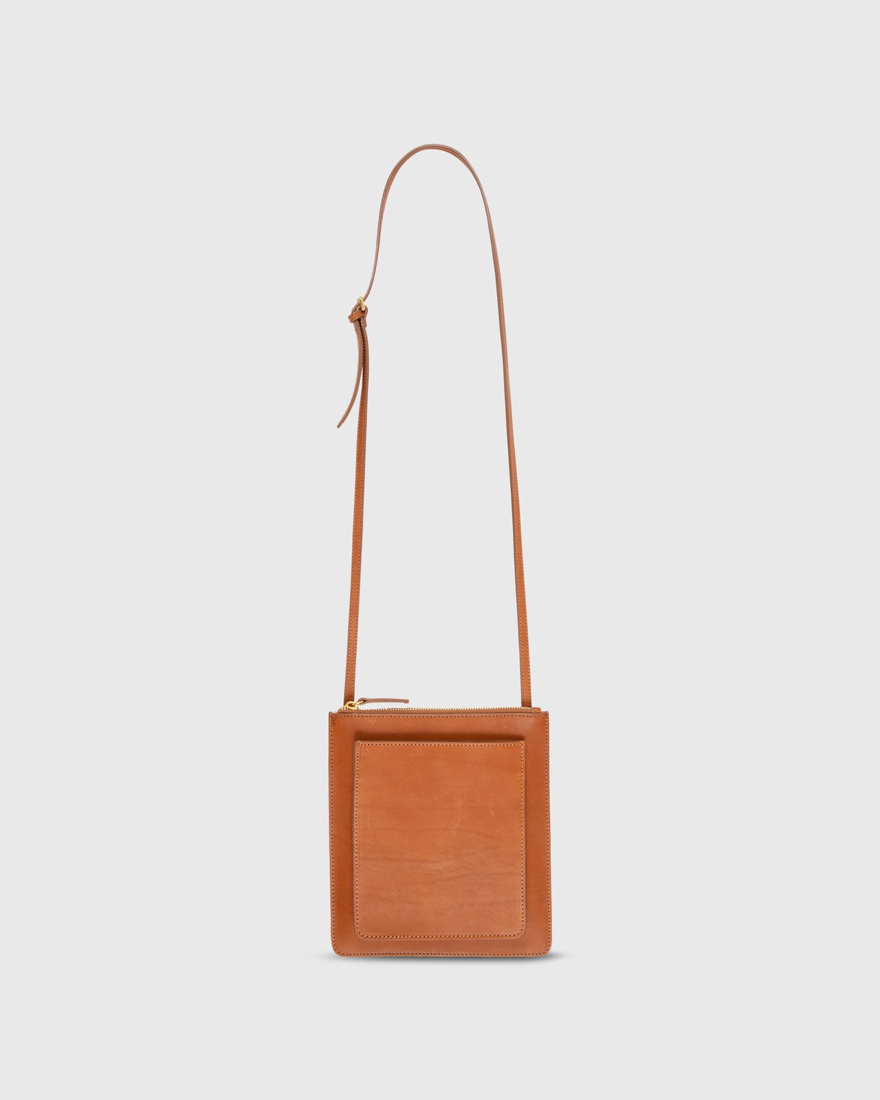 Flat Crossbody Pouch Bag Natural Leather