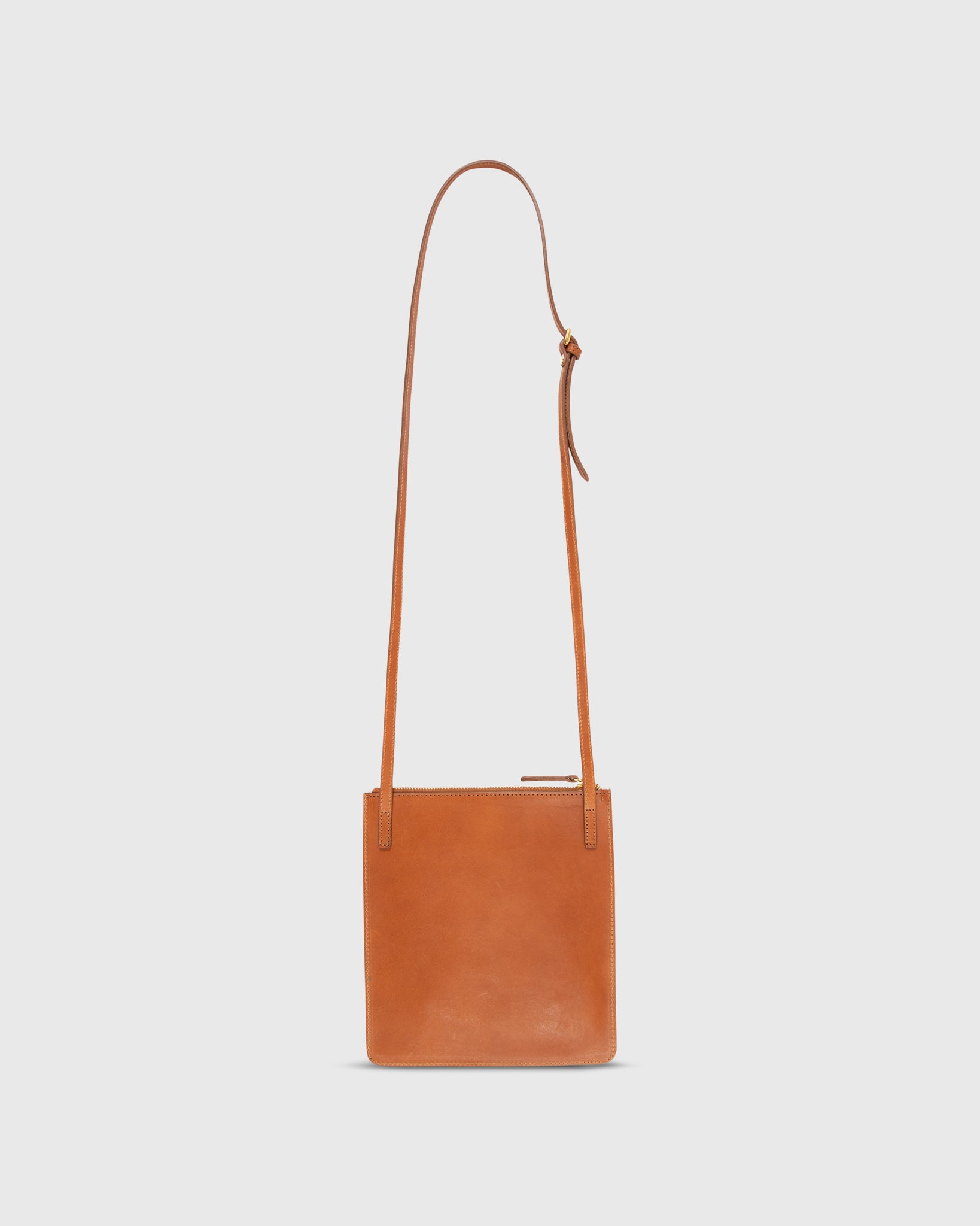 Flat Crossbody Pouch Bag Natural Leather