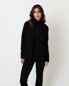 Parker Jacket in Black Wool Pique