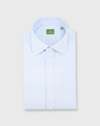 Spread Collar Dress Shirt Sky Small Bengal Stripe Poplin