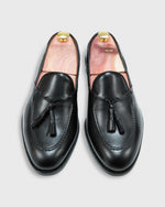 Load image into Gallery viewer, Italian Tassel Loafer Black Calfskin
