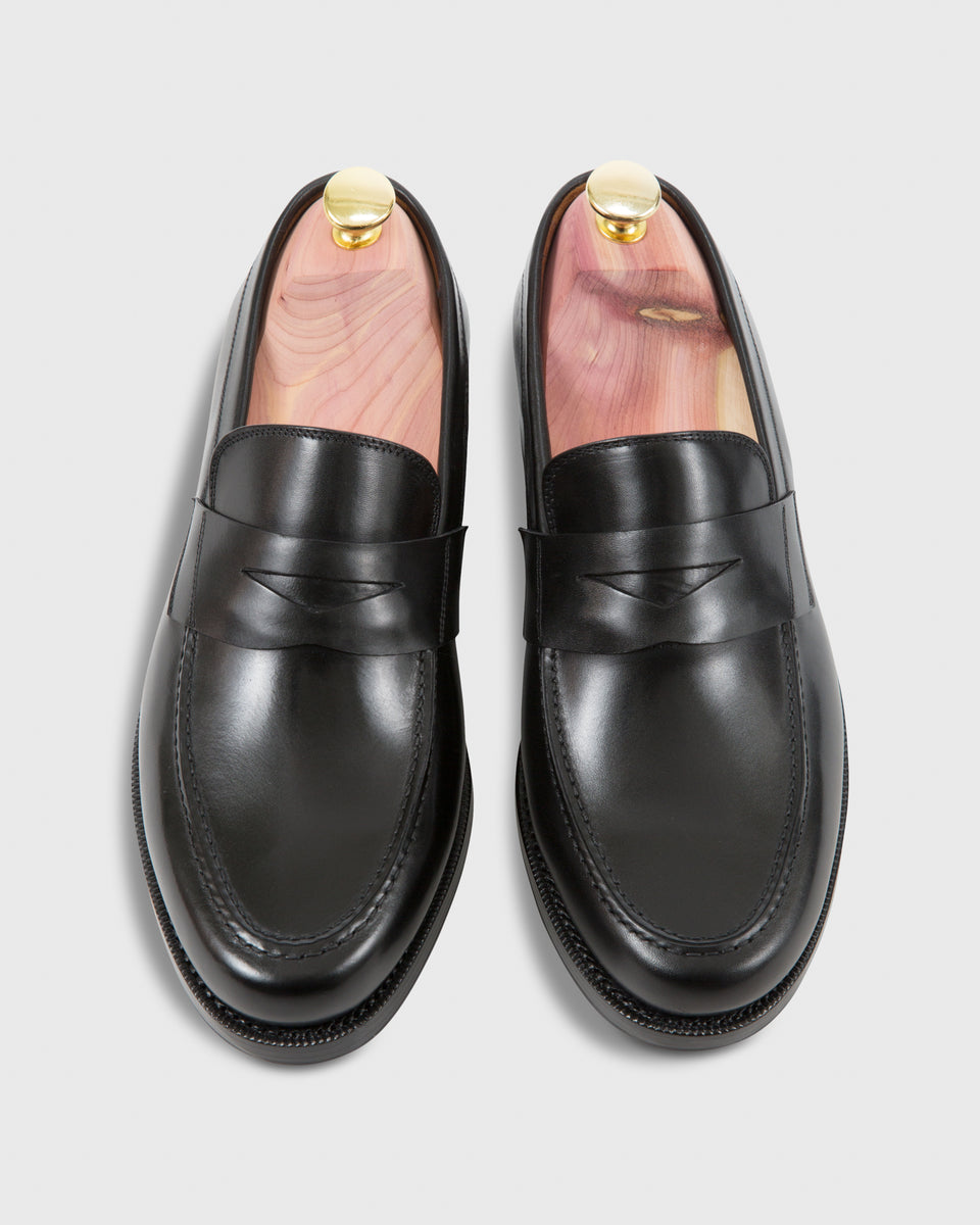 Italian Penny Loafer in Black Calfskin | Shop Sid Mashburn