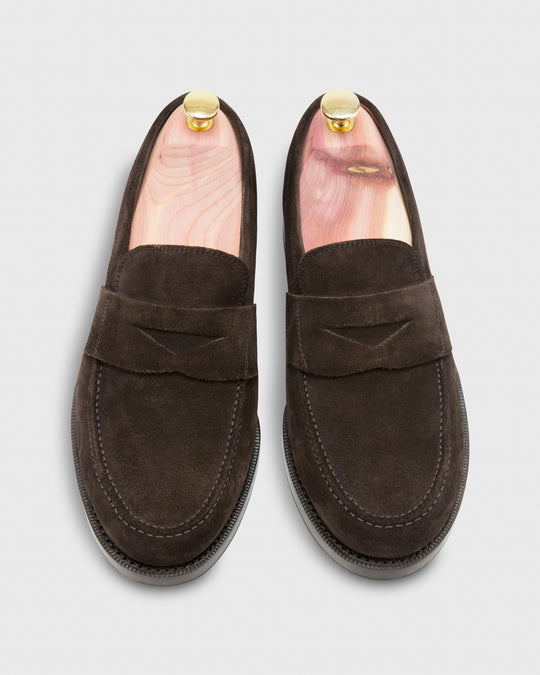 Italian Penny Loafer Chocolate Suede
