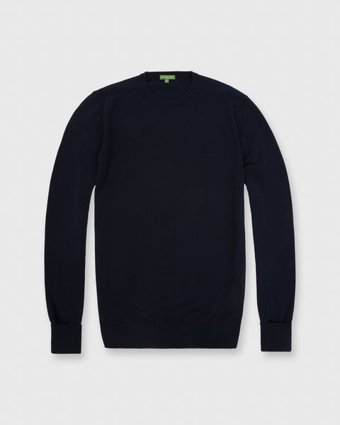 Crewneck Sweater in Navy Cotton | Shop Sid Mashburn
