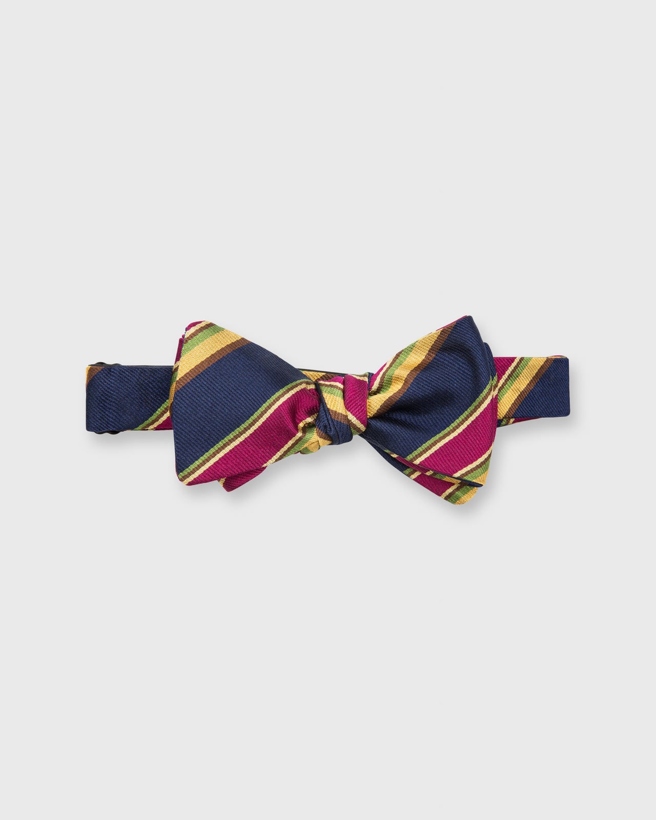 Silk Woven Bow Tie Navy/Magenta/Yellow Tuckahoe Stripes