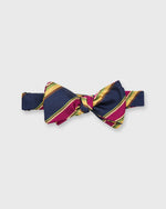 Load image into Gallery viewer, Silk Woven Bow Tie Navy/Magenta/Yellow Tuckahoe Stripes
