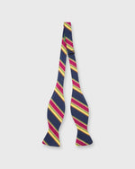 Load image into Gallery viewer, Silk Woven Bow Tie Navy/Magenta/Yellow Tuckahoe Stripes
