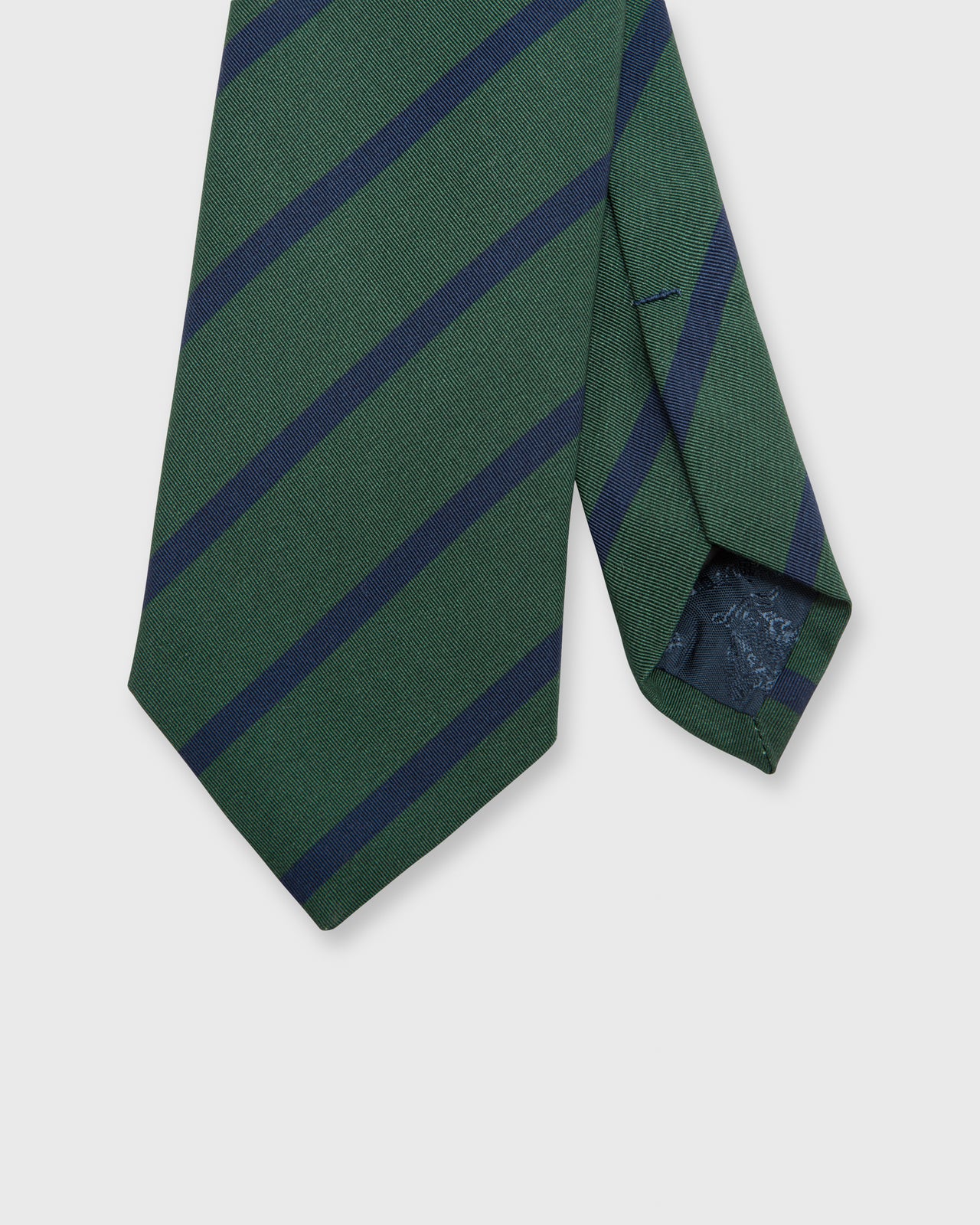 Irish Poplin Tie Green/Navy Bar Stripe