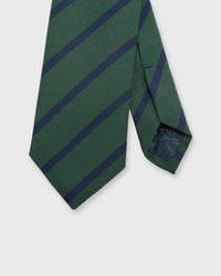 Irish Poplin Tie Green/Navy Bar Stripe