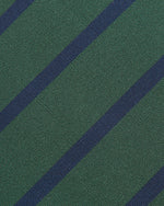 Load image into Gallery viewer, Irish Poplin Tie Green/Navy Bar Stripe
