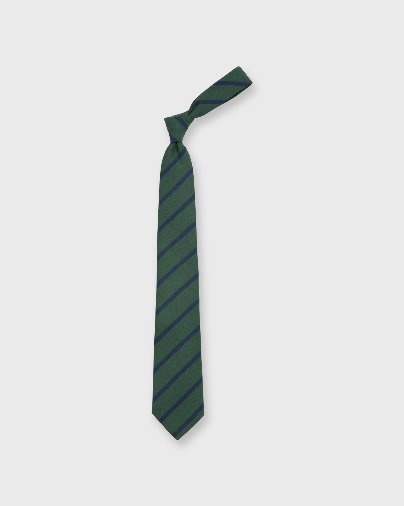 Irish Poplin Tie Green/Navy Bar Stripe